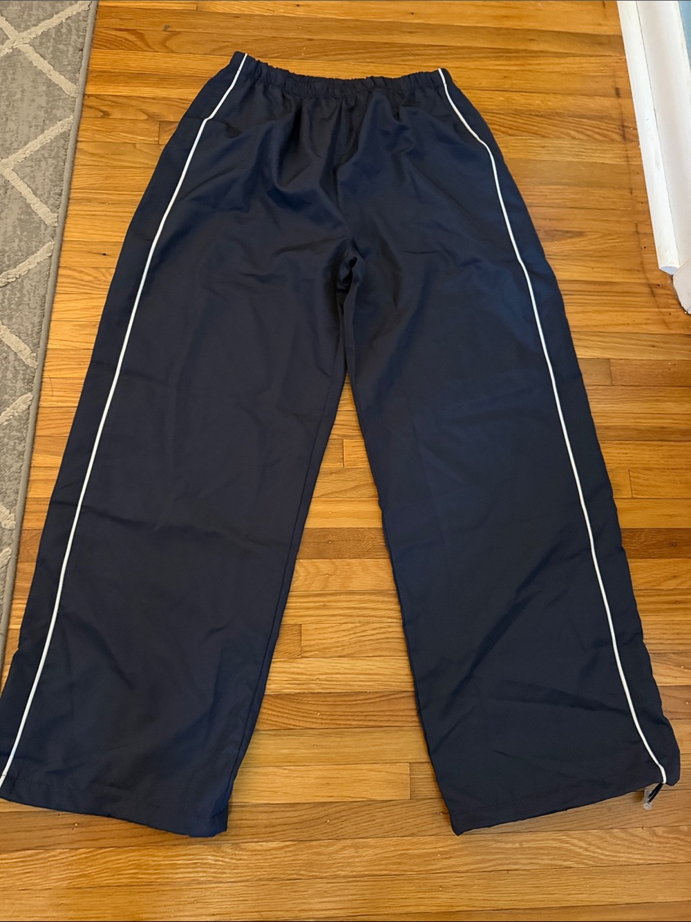 Navy Track Pants with White Side Piping